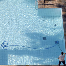 brush, skim and vacuum pool