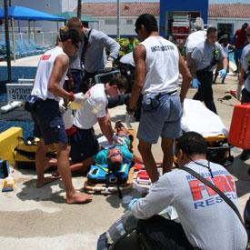 Jeff Ellis Management Lifeguards and North Lauderdale Fire-medics train together for potential drowning scenarios